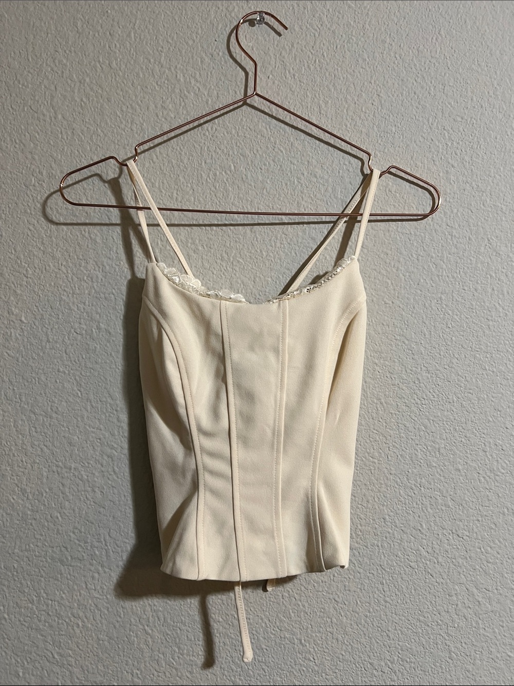 Forever 21 Cream Lace-Trim Bustier Cami